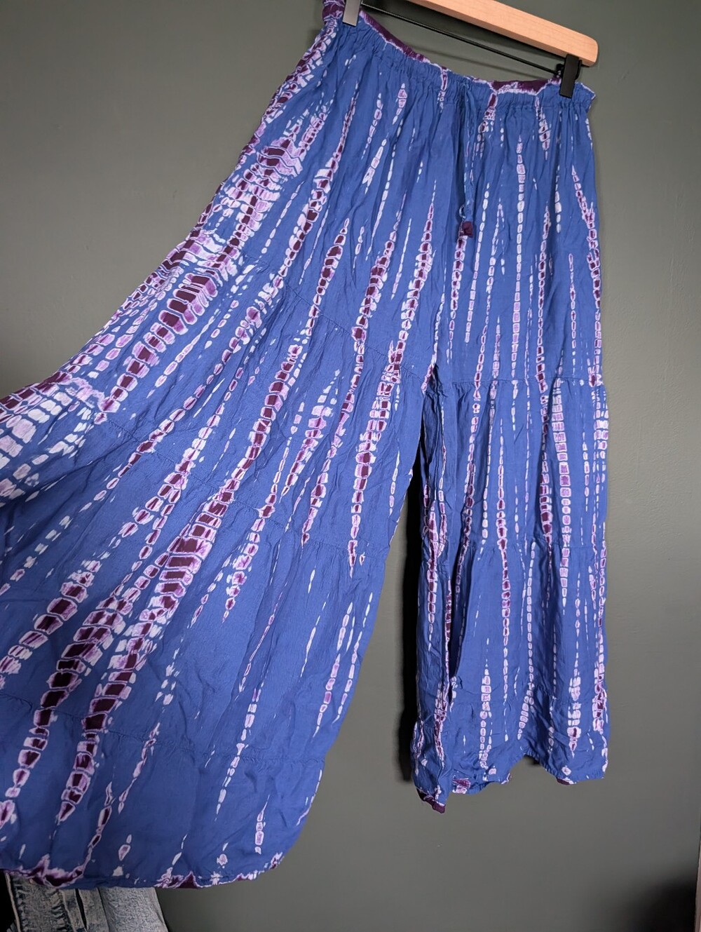 Boho Tie-Dye Wide Leg Pants in Blue & Purple